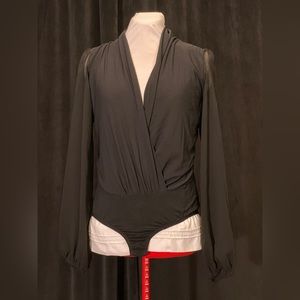 Black sheer bodysuit with button closure